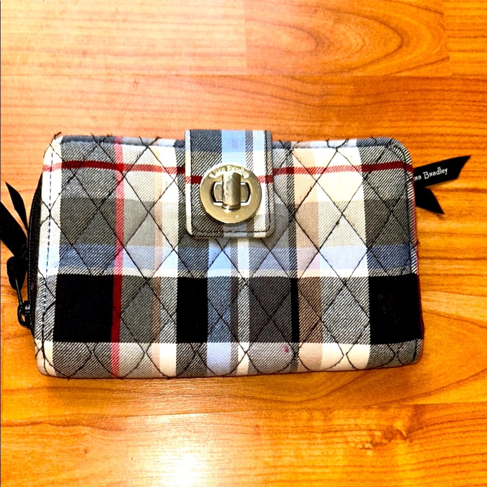 Vera Bradley Black and Gray Plaid Women's Wallet